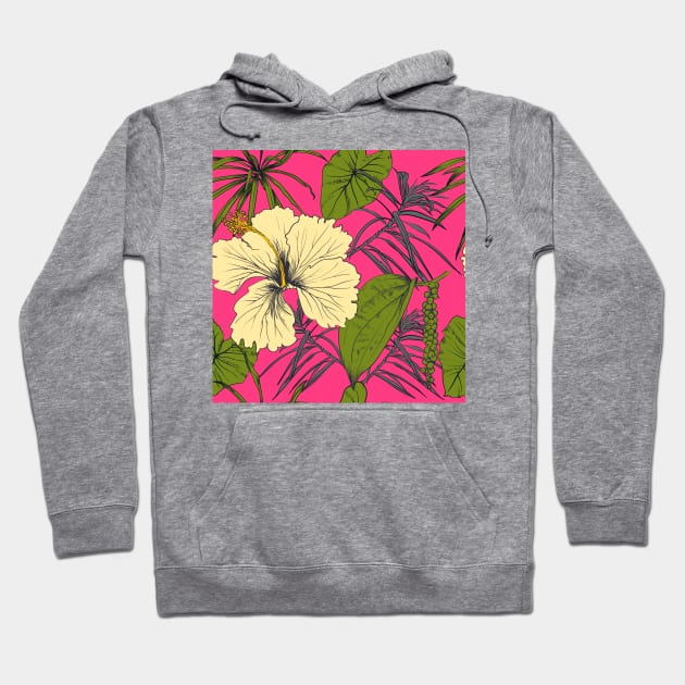 Tropical exotic flowers and leaves Hoodie by Olga Berlet